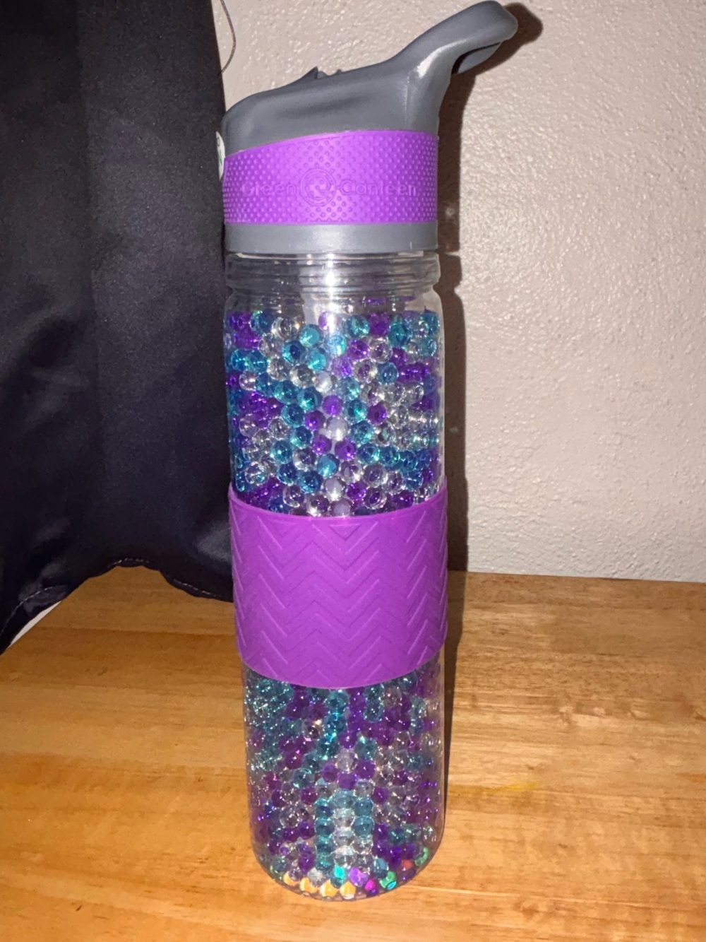 Green Canteen EUC Purple Beaded Water Bottle with Grip Sleeve